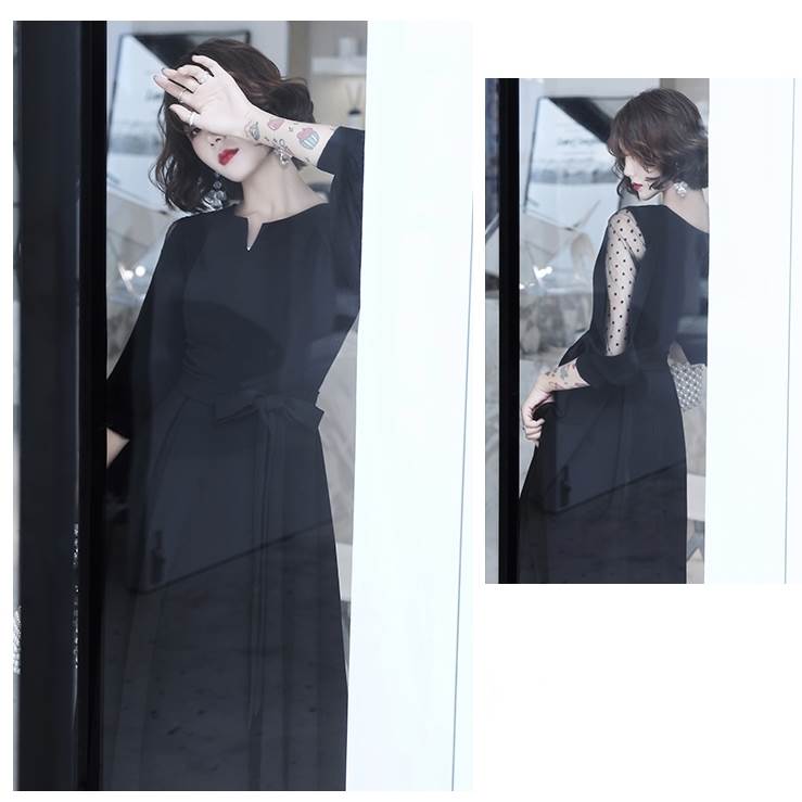 ロング ドレス パーティードレス 個性的 黒 袖あり シフォン 透け感 結婚式 二次会 お呼ばれ フォーマル 演奏会 ピアノ 発表会 ドレス 大人 かっこいい 可愛い レディース キラキラ ライン 大