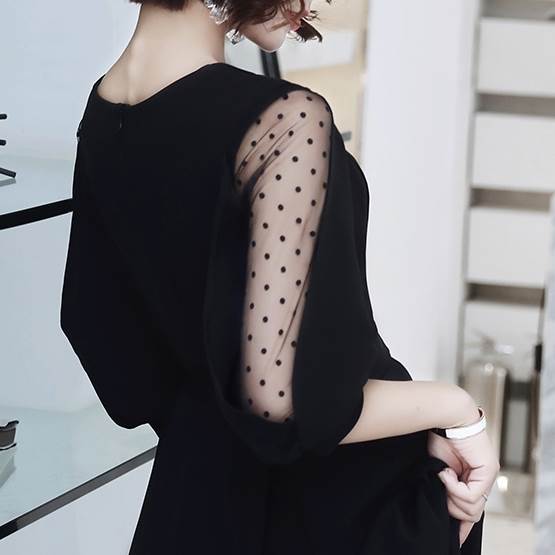 ロング ドレス パーティードレス 個性的 黒 袖あり シフォン 透け感 結婚式 二次会 お呼ばれ フォーマル 演奏会 ピアノ 発表会 ドレス 大人 かっこいい 可愛い レディース キラキラ ライン 大