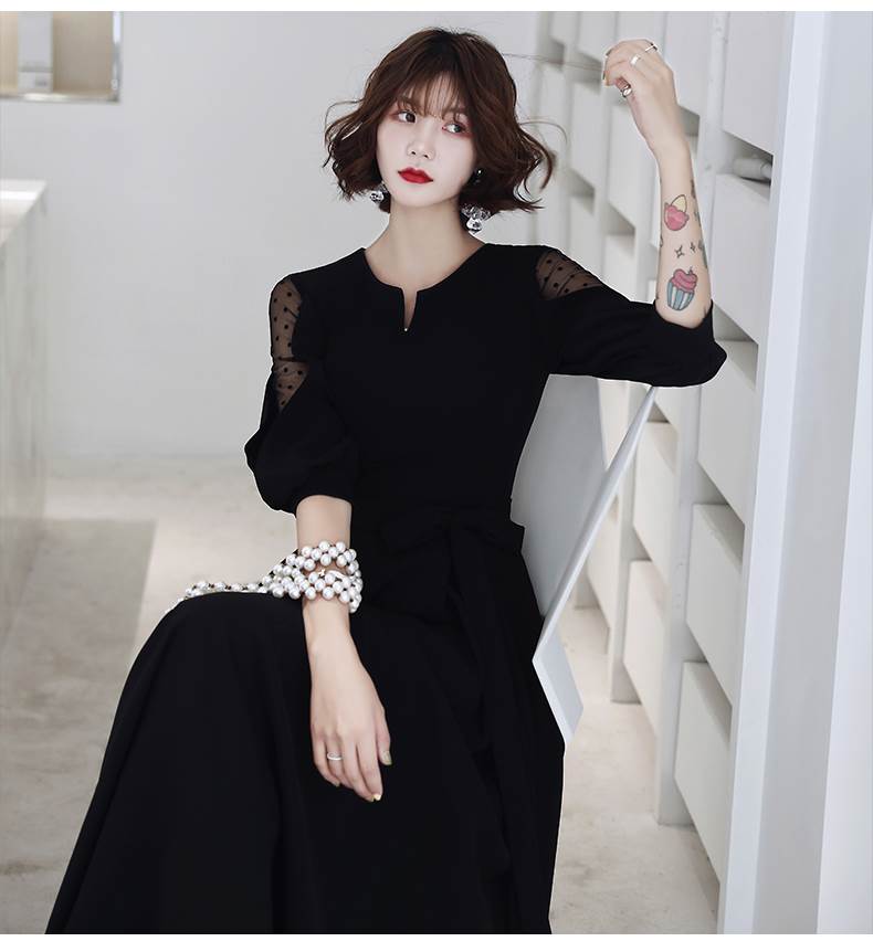 ロング ドレス パーティードレス 個性的 黒 袖あり シフォン 透け感 結婚式 二次会 お呼ばれ フォーマル 演奏会 ピアノ 発表会 ドレス 大人 かっこいい 可愛い レディース キラキラ ライン 大