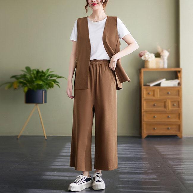 リネンベスト ワイドパンツ 上下セット レディース 夏 ベスト コットンリネン 薄手 涼しい イージーパンツ ジレ 前開き 9分丈パンツ リネンベスト ワイドパンツ 上下セット レディース 夏 ベスト コットンリネン 薄手 涼しい イージーパンツ ジレ 前開き 9分丈パンツ