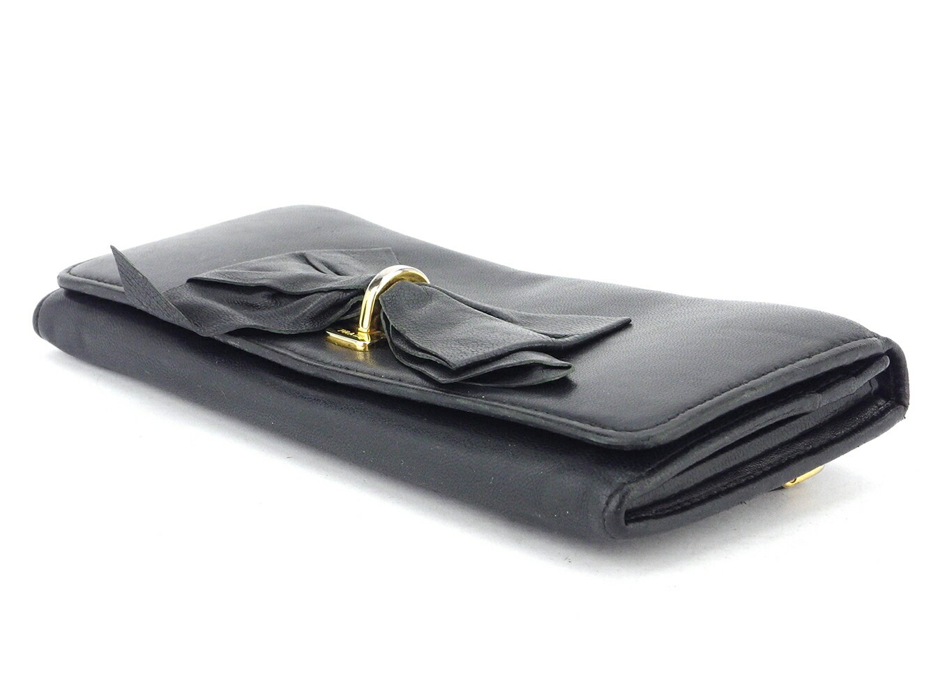 長財布 ファスナー付き 長財布 リボンモチーフ レディース ブラック 中古 長財布 ファスナー付き 長財布 リボンモチーフ レディース ブラック 中古