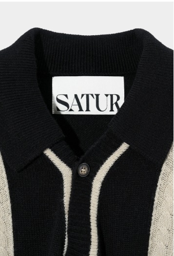 【SATUR】 FARO CASHMERE BLEND COLLAR KNIT CARDIGAN : CLASSIC BLACK