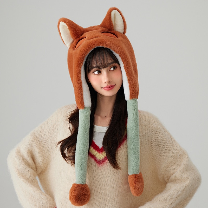 クレイジーアニマルシティニックジュディモヘア帽子冬の保温2024年可愛いカップル親友マフラー一体 クレイジーアニマルシティニックジュディモヘア帽子冬の保温2024年可愛いカップル親友マフラー一体