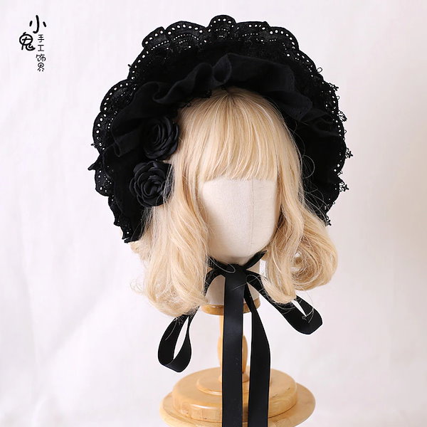 【BABY】ゴシック 白黒 リボンレース 別珍ハット【美品】 BABY】ゴシック 白黒 リボンレース 別珍ハット【美品】 ローズ