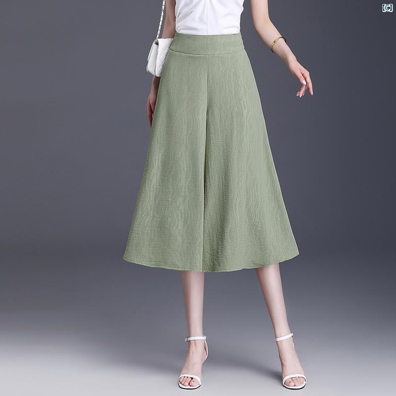 レディースパンツ 夏用 薄手 ビッグ パンツ エレガント キュロット 七分丈 ハイウエスト ドレープ ワイド レディースパンツ 夏用 薄手 ビッグ パンツ エレガント キュロット 七分丈 ハイウエスト ドレープ ワイド