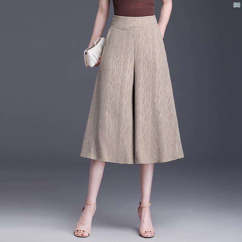 レディースパンツ 夏用 薄手 ビッグ パンツ エレガント キュロット 七分丈 ハイウエスト ドレープ ワイド レディースパンツ 夏用 薄手 ビッグ パンツ エレガント キュロット 七分丈 ハイウエスト ドレープ ワイド