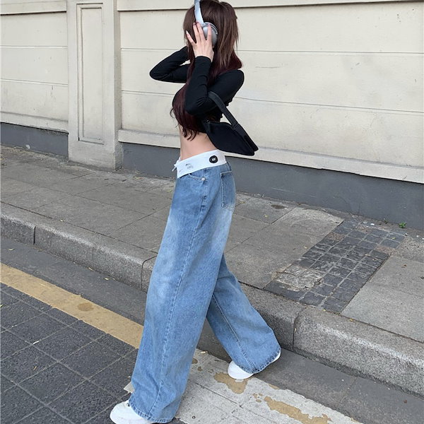 HWQFM] デニムパンツ レディース パンツ ゆったり 大きいサイズ