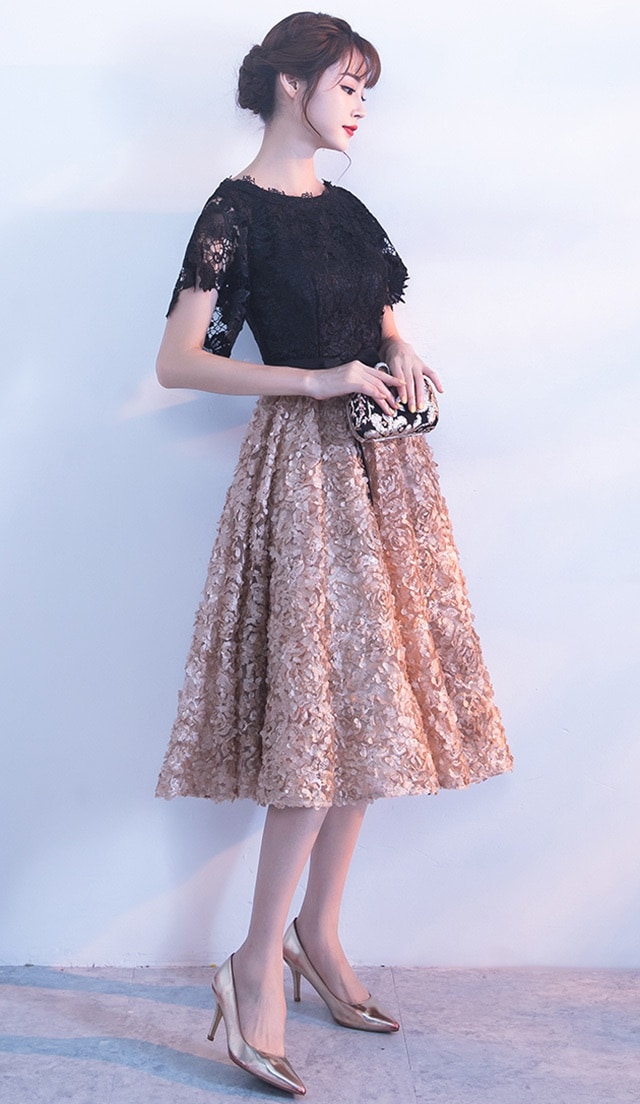 異素材 パーティー ドレス レディース 大きいサイズ ロング 袖あり 結婚式 二次会 演奏会 発表会 お呼ばれ 体型カバー 黒 ベージュ