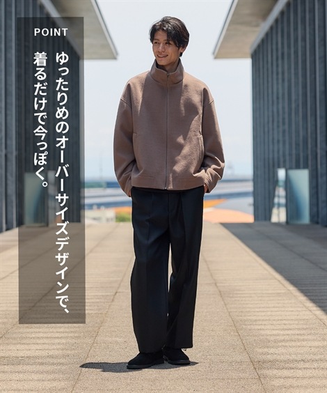 ジャンパー・ブルゾン ニットメルトンジップアップブルゾン