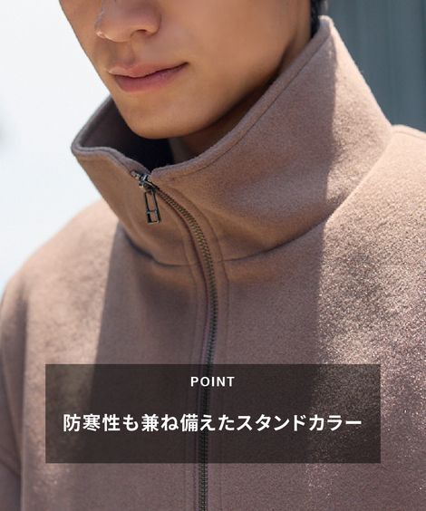 ジャンパー・ブルゾン ニットメルトンジップアップブルゾン