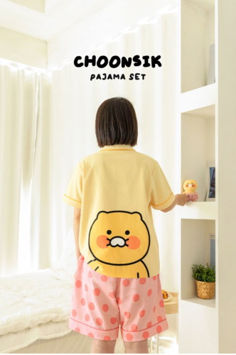 KAKAOFRIENDS 公式正規品 チュンシク 半袖 パジャマセット Qoo10] カカオフレンズ チュンシク 半袖 パジャマ 夏 セット