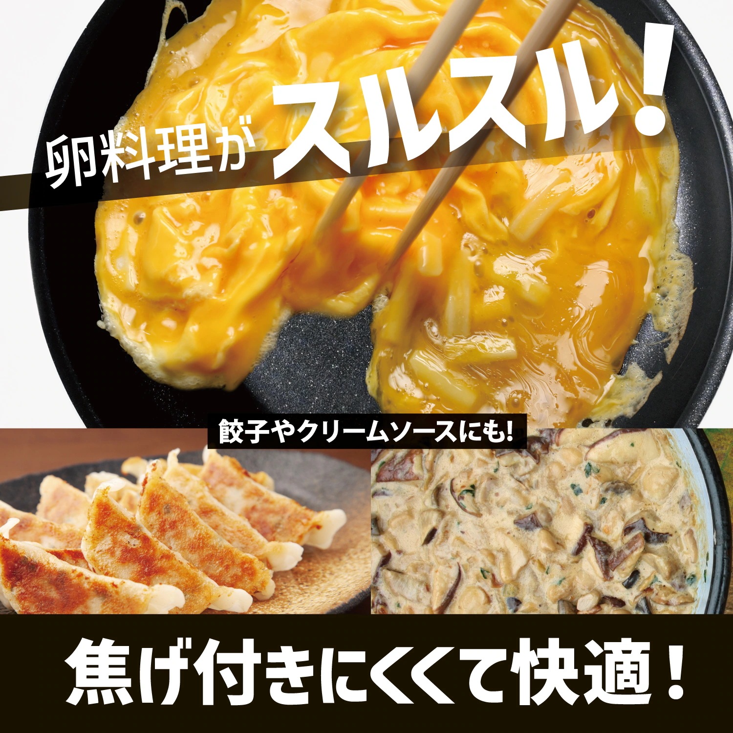 フライパン チタンコート＋ふっ素樹脂塗膜加工 ノンスティック 高熱効率 こげつきにくい ガス火 IH対応 PFOA PFOS フリー 耐摩耗性試験75万回クリア (20cm×24cm/炒め鍋)