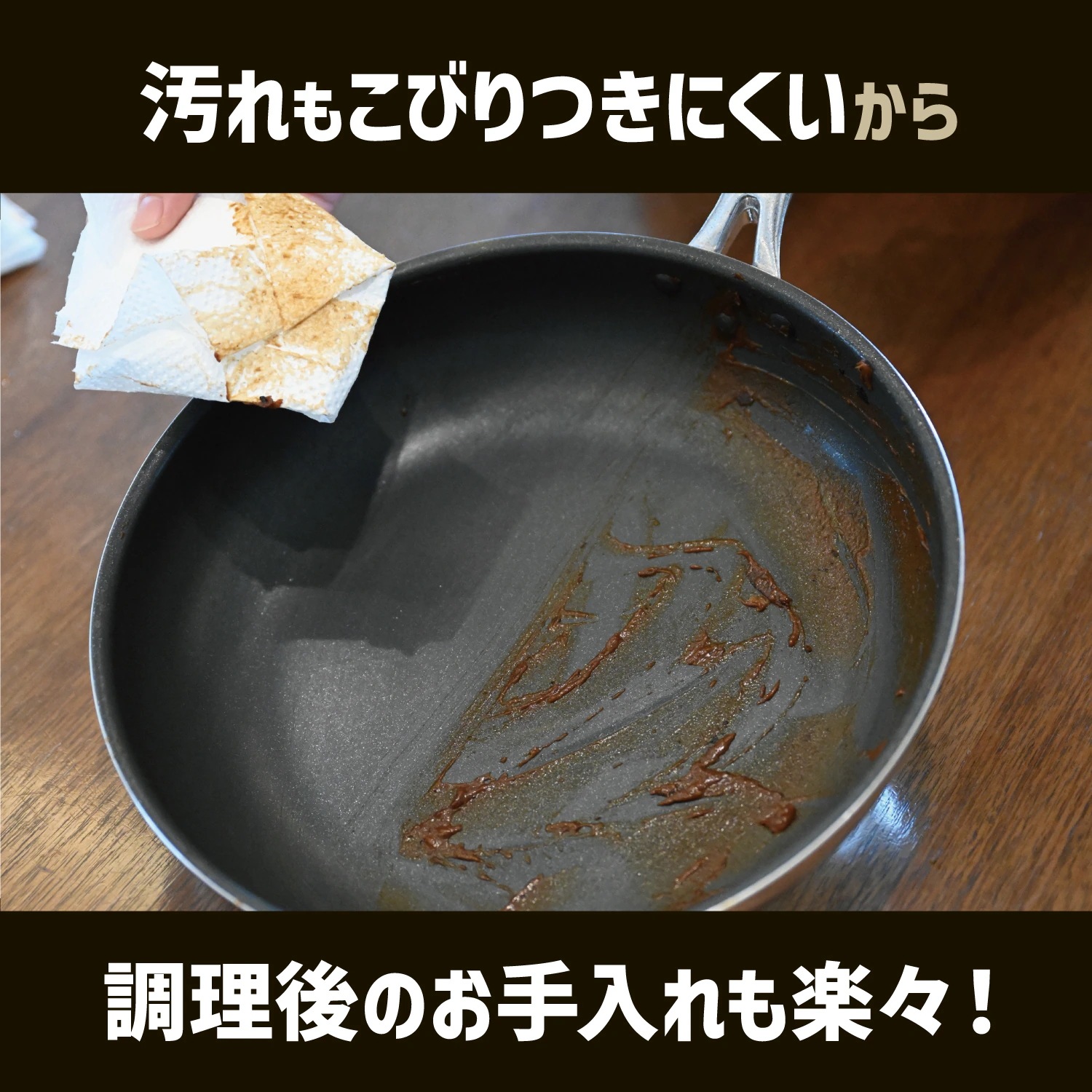 フライパン チタンコート＋ふっ素樹脂塗膜加工 ノンスティック 高熱効率 こげつきにくい ガス火 IH対応 PFOA PFOS フリー 耐摩耗性試験75万回クリア (20cm×24cm/炒め鍋)