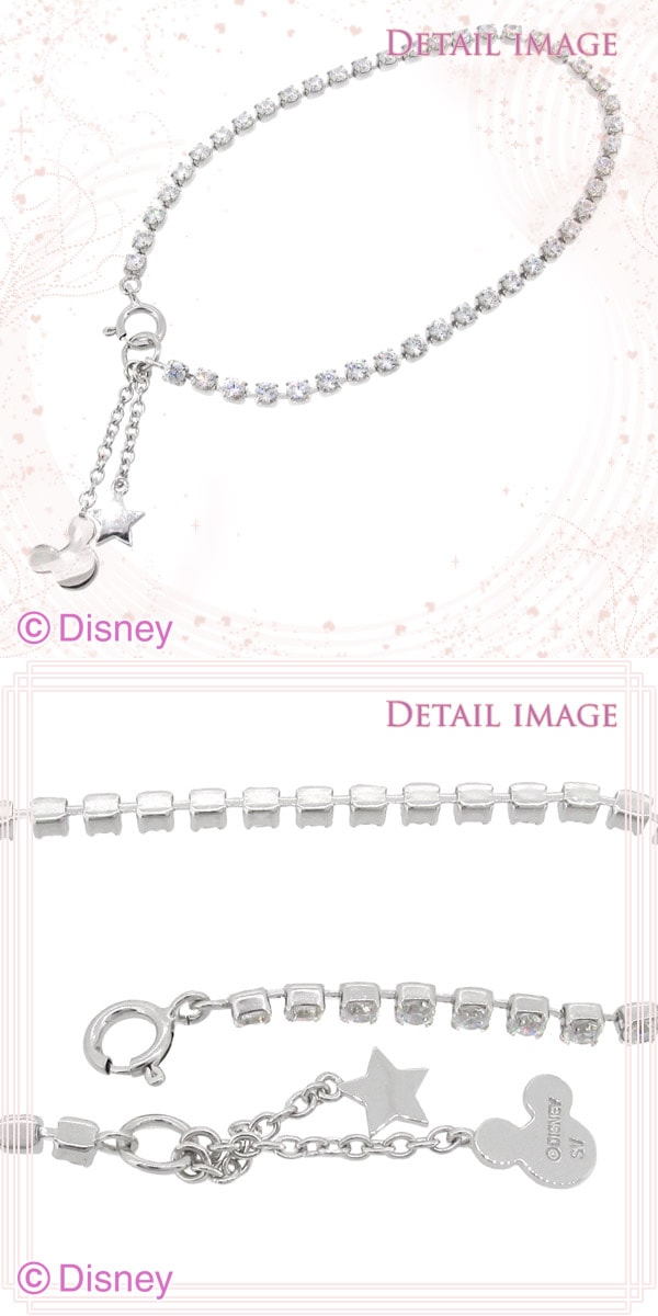 Disney ディズニー 星と ミッキー のチャーム ジルコニア テニスブレスレット 送料無料