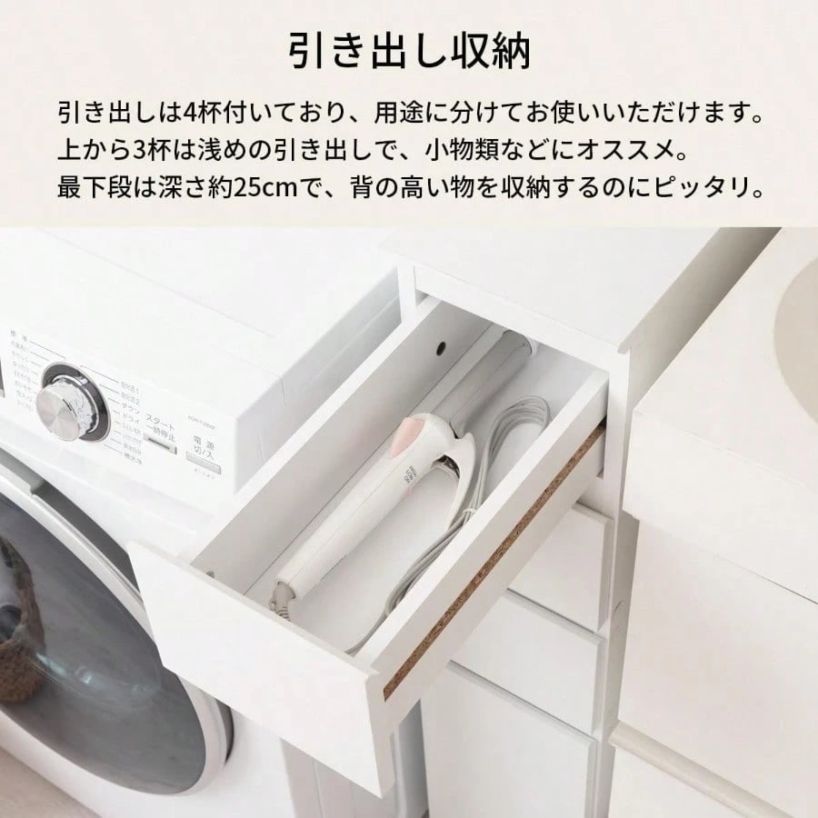 ぼん家具 ランドリー収納 スリム 幅20.1×奥行45×高さ183.7cm 薄型 ランドリーチェスト 隙間収納 引き出し タオル 洗面所 扉収納 ホワイト