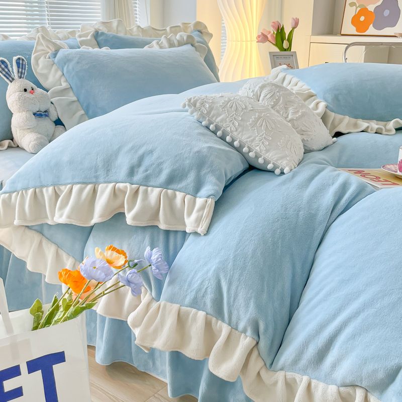 新品入荷！新しい布団カバーセット シンプル快適シーツ4点セット フランネル抗菌防臭 ブランケット 寝具