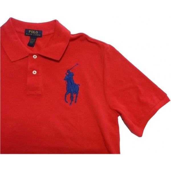 ボーイズサイズ 半袖 ビッグポニー 鹿の子 ポロシャツ レッド boys PR2-450
