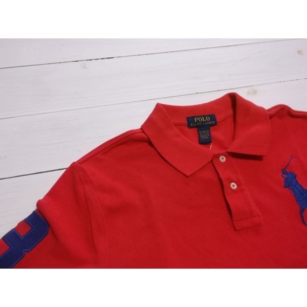 ボーイズサイズ 半袖 ビッグポニー 鹿の子 ポロシャツ レッド boys PR2-450