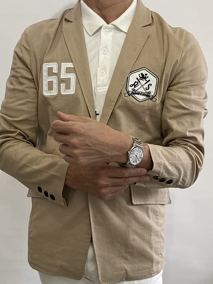 ロバートアンドスミス ゴルフ サマー ジャケット ゴルフウエア エンブレム刺繍 メンズ L( カーキ, L Regular)