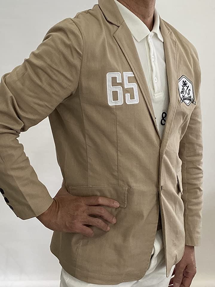 ロバートアンドスミス ゴルフ サマー ジャケット ゴルフウエア エンブレム刺繍 メンズ L( カーキ, L Regular)