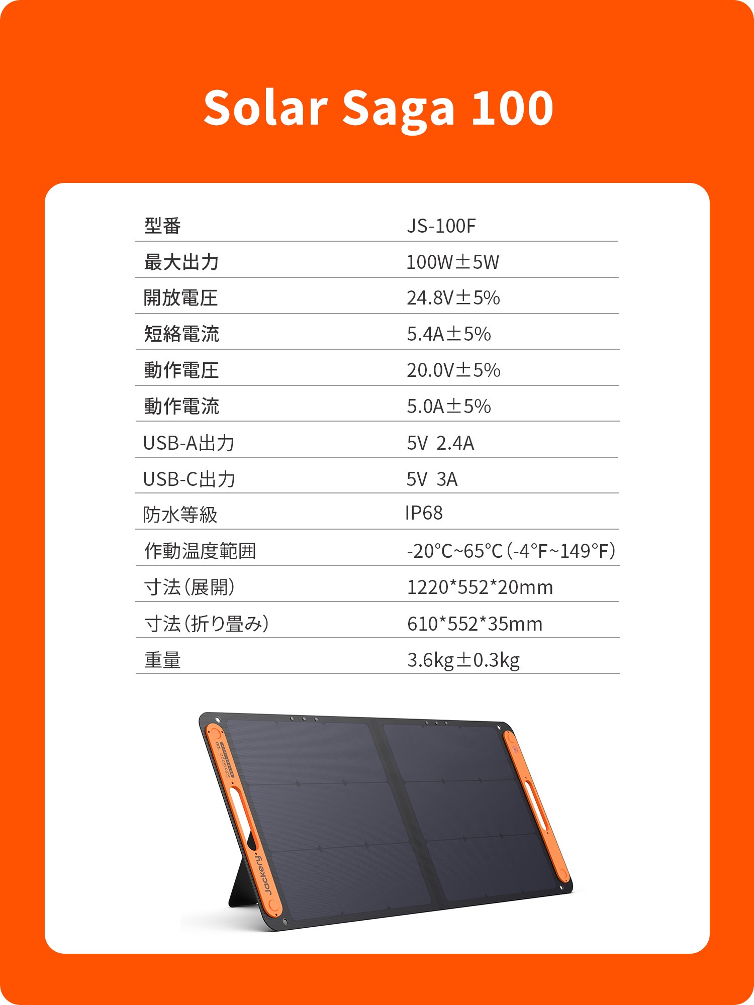新型 両面発電 Jackery SolarSaga100 ソーラーパネル 100W ジャクリ JS-100F