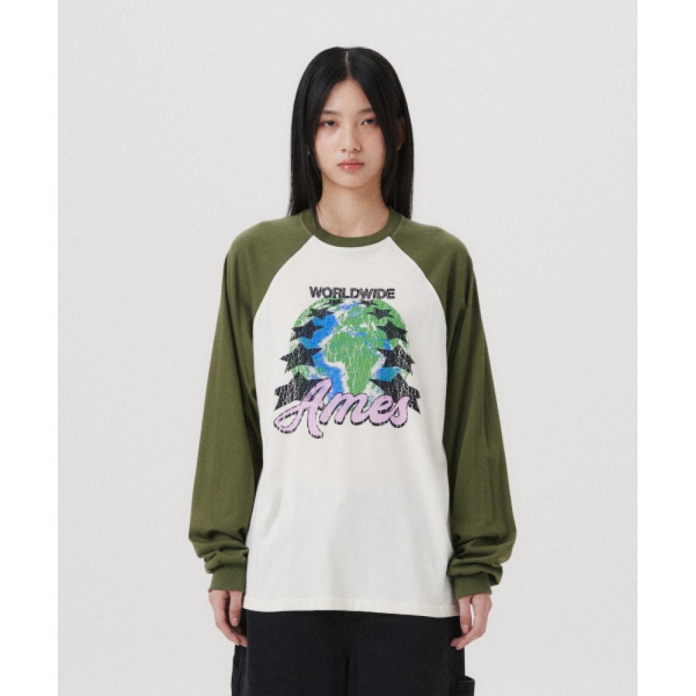 ゲームズワールドワイドビンテージアースグラフィック LS Tシャツクリーム (AM2EFUT550A)