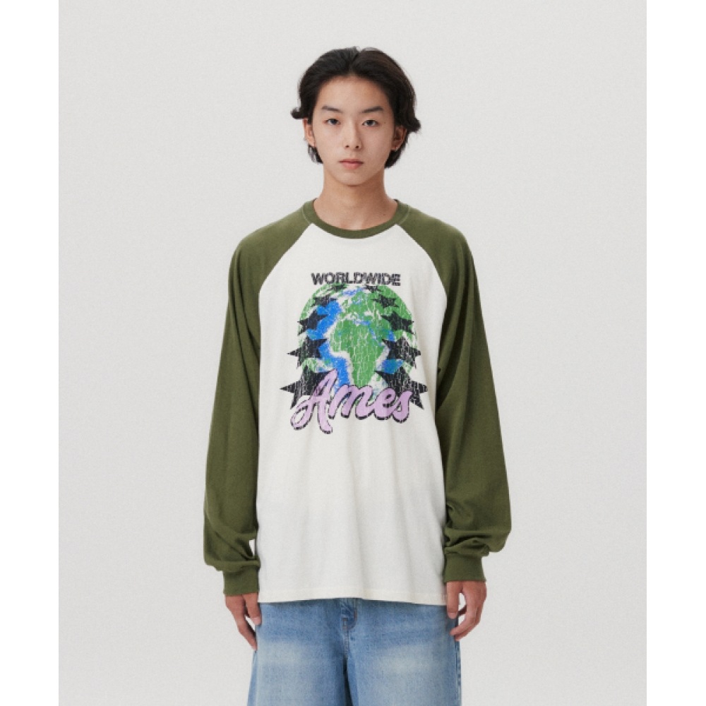 ゲームズワールドワイドビンテージアースグラフィック LS Tシャツクリーム (AM2EFUT550A)