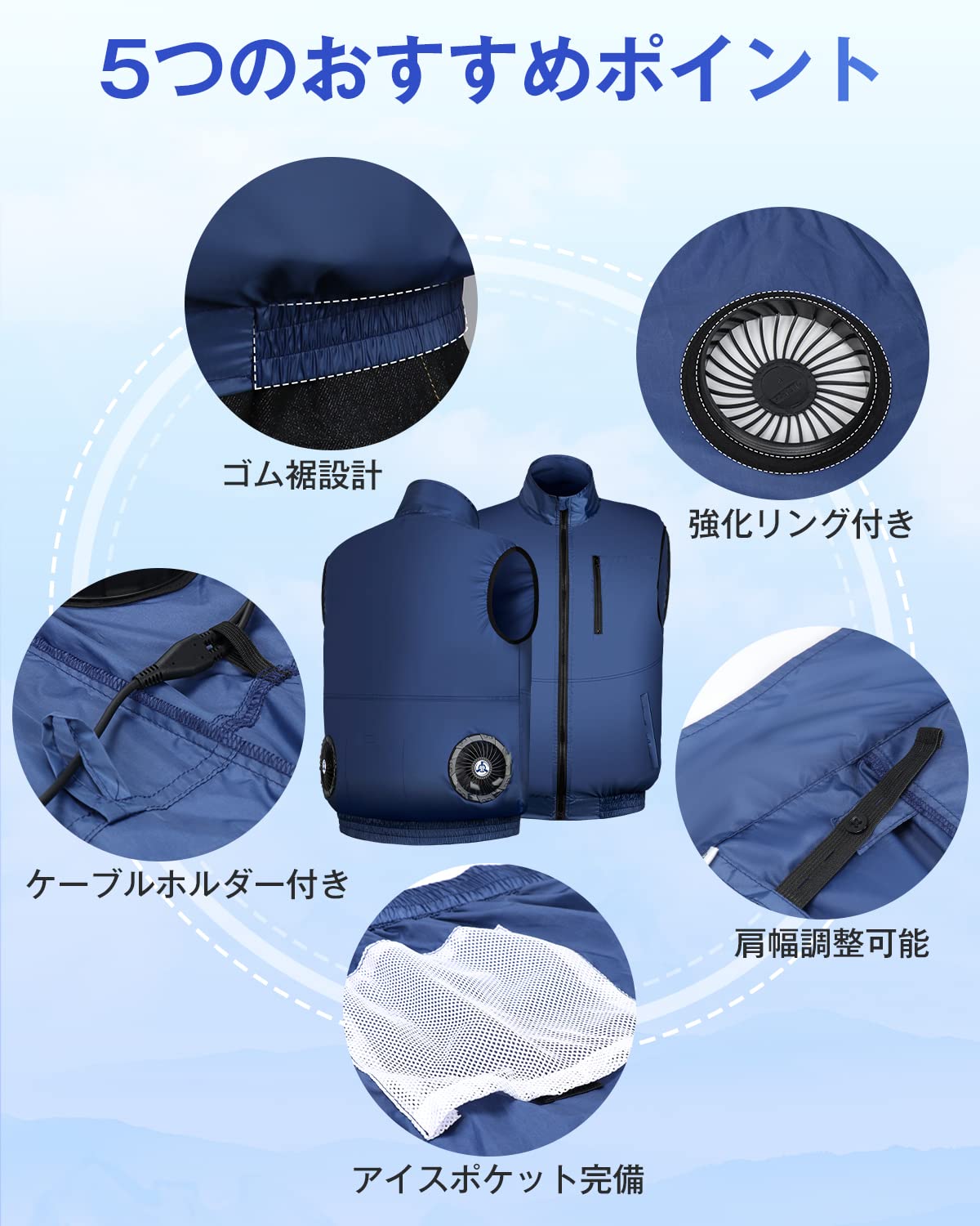 [Sumeriy] ファン付き作業服 ウェア ベスト 30000mAhバッテリー付き 超高出力 空調作業服 4段階風速調節 超長連続使用時間 大風量 USB給電式 UVカット 暑さ対策 熱中症予防 屋