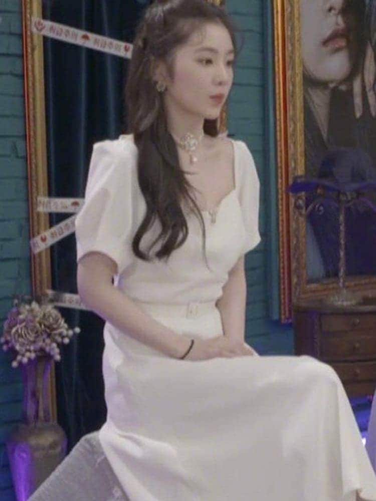Redvelvetペ・ジュヒョンアイリーンとアイリーン白ドレスプリンセスエスケープパフスリーブuネック Redvelvetペ・ジュヒョンアイリーンとアイリーン白ドレスプリンセスエスケープパフスリーブuネック