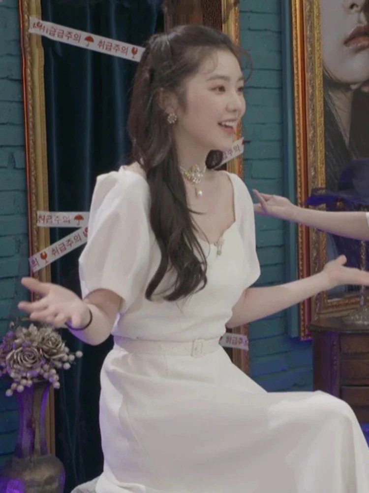 Redvelvetペ・ジュヒョンアイリーンとアイリーン白ドレスプリンセスエスケープパフスリーブuネック Redvelvetペ・ジュヒョンアイリーンとアイリーン白ドレスプリンセスエスケープパフスリーブuネック