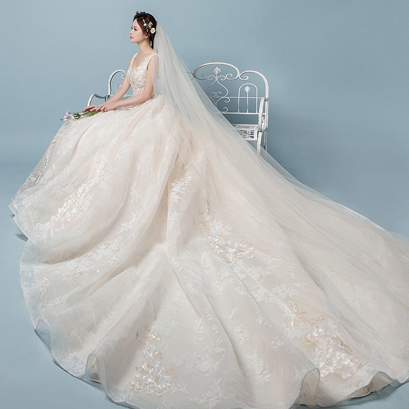 ウェディングドレス カラー 安い 上品 レース 結婚式 花嫁 シンプル ロングドレス ブライダル 二次会 パーティードレス 披露宴 プリンセスドレス 大きいサイズ