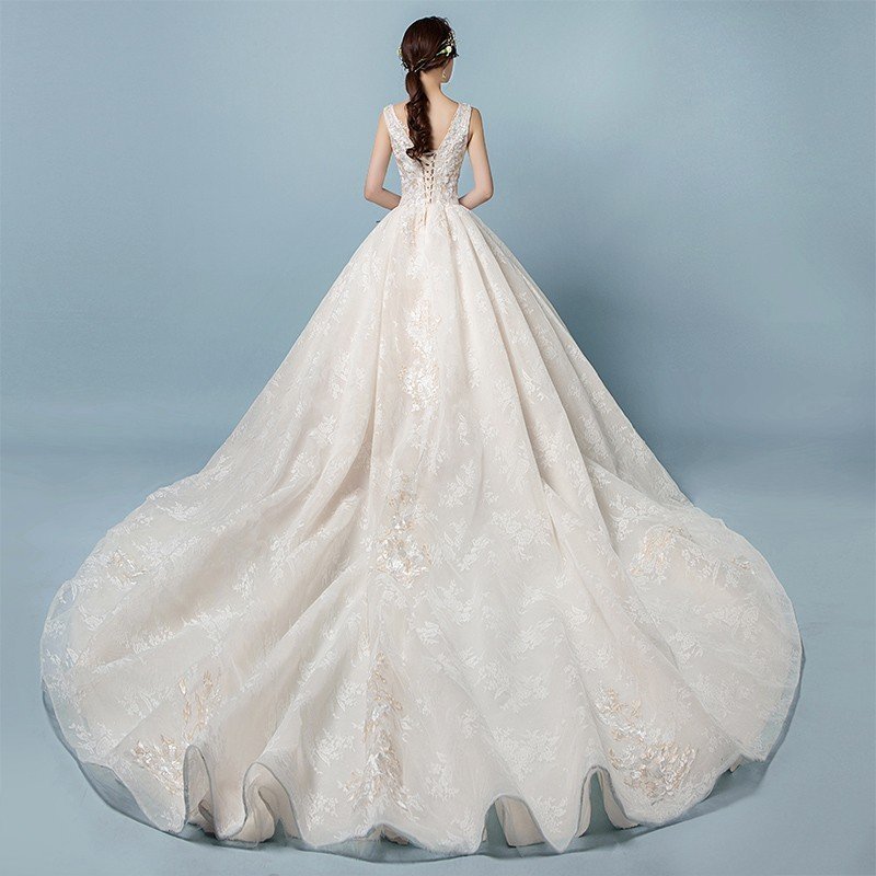 ウェディングドレス カラー 安い 上品 レース 結婚式 花嫁 シンプル ロングドレス ブライダル 二次会 パーティードレス 披露宴 プリンセスドレス 大きいサイズ