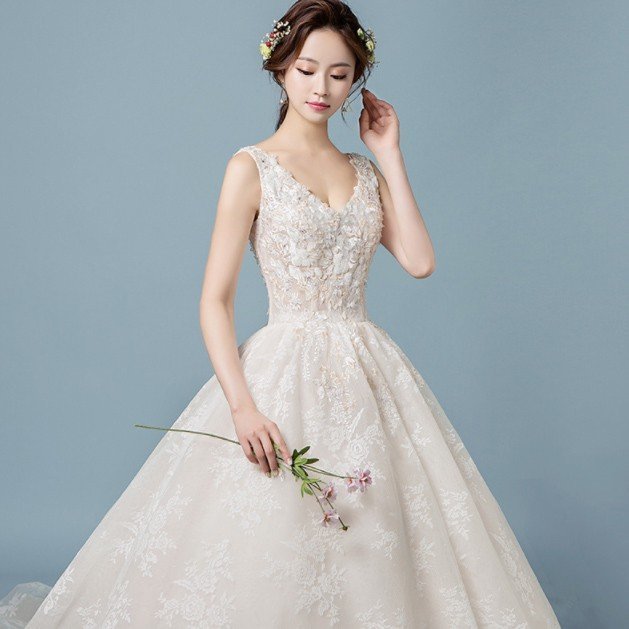 ウェディングドレス カラー 安い 上品 レース 結婚式 花嫁 シンプル ロングドレス ブライダル 二次会 パーティードレス 披露宴 プリンセスドレス 大きいサイズ