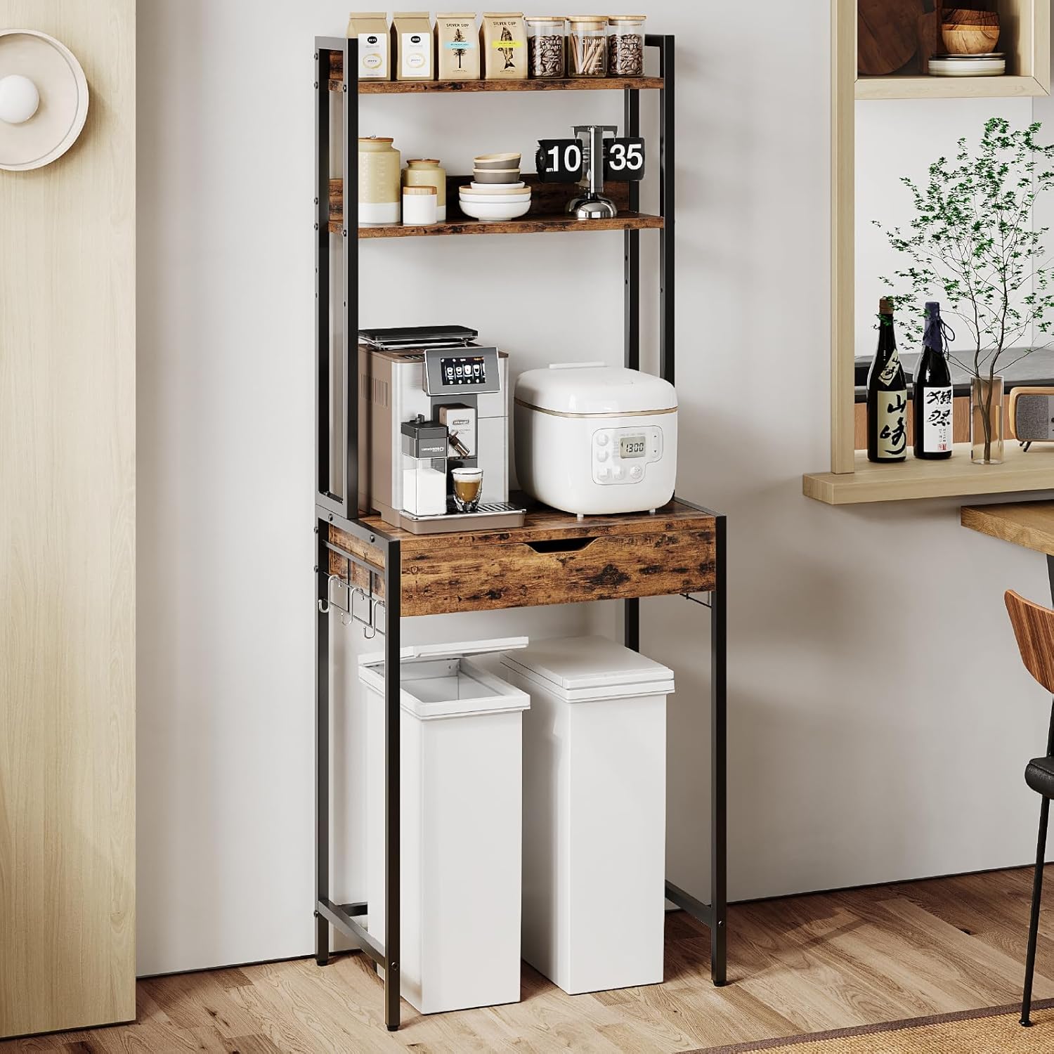 ゴミ箱上ラック 幅64×奥行40×高さ170cm キッチンラック ゴミ箱上収納 レンジラック 引き出し付き スリム 頑丈設計 耐荷重54kg 大型電子レンジ対応 レンジ台 炊飯器ラック ゴミ箱上ラック 幅64×奥行40×高さ170cm キッチンラック ゴミ箱上収納 レンジラック 引き出し付き スリム 頑丈設計 耐荷重54kg 大型電子レンジ対応 レンジ台 炊飯器ラック