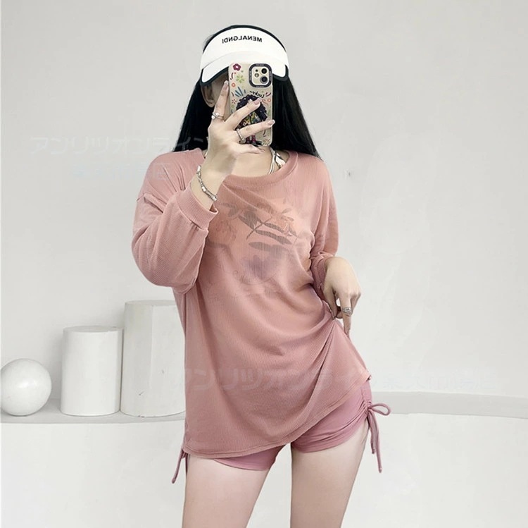 水着 レディース 体型カバー 中学生 高校生 露出控え 3点セット 日焼け止め パッド付き 大きいサイズ セパレート 韓国 大学生 女の子 ラッシュガード キャミソール ショートパンツ付き セットアッ