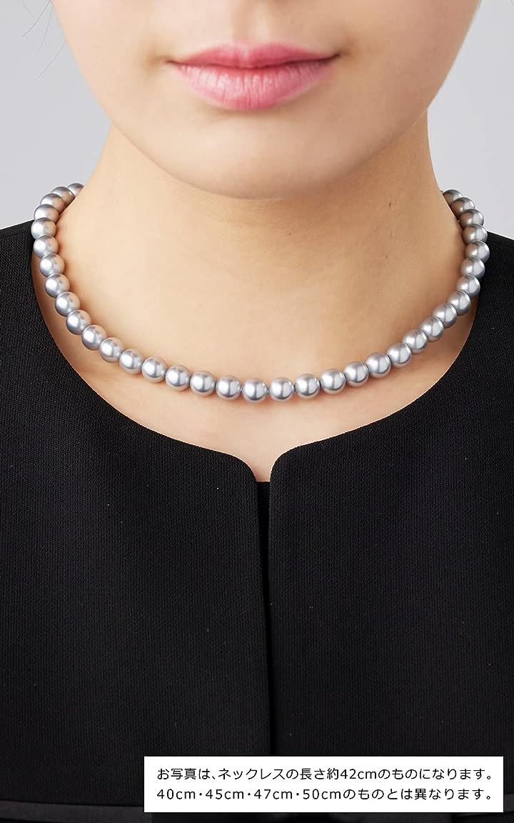 人工真珠 ナチュラル パールネックレス 冠婚葬祭 日本製( ［04-02］ ［グレー］ ［ピアスセット］, ［04］ 全長47cm)