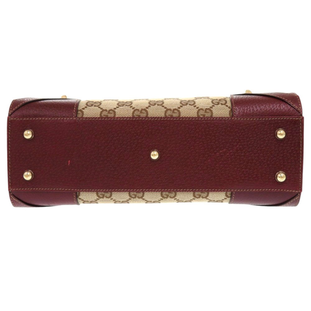 美品 120895 ハンドバッグ GGキャンバス/レザー ベージュ 0859【中古】 レディース