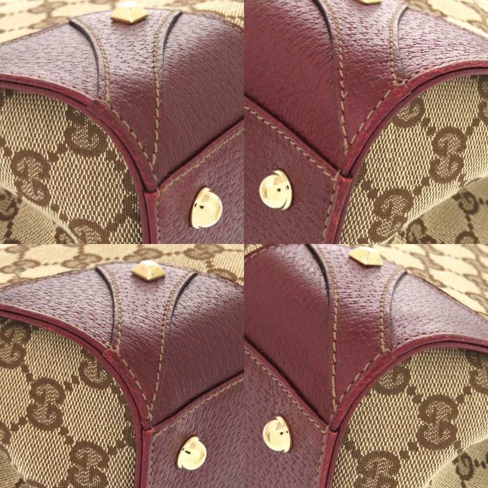 美品 120895 ハンドバッグ GGキャンバス/レザー ベージュ 0859【中古】 レディース