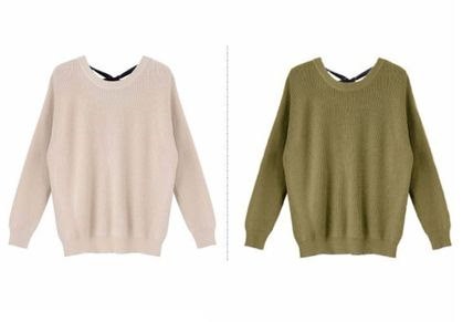 バックリボン ガーリー ラウンドネック セーター トップス バックリボン ガーリー ラウンドネック セーター トップス