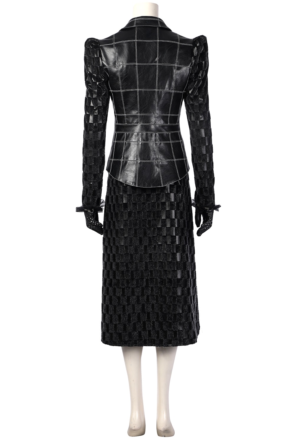 黒白魔女 クルエラドヴィル 黒スーツ コスプレ衣装 コスチューム 合皮 仮装 ハロウィン イベント