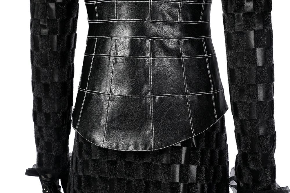 黒白魔女 クルエラドヴィル 黒スーツ コスプレ衣装 コスチューム 合皮 仮装 ハロウィン イベント