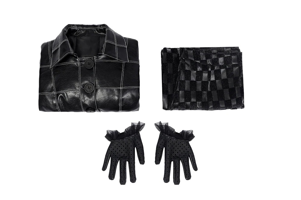 黒白魔女 クルエラドヴィル 黒スーツ コスプレ衣装 コスチューム 合皮 仮装 ハロウィン イベント