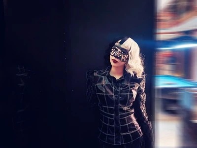 黒白魔女 クルエラドヴィル 黒スーツ コスプレ衣装 コスチューム 合皮 仮装 ハロウィン イベント