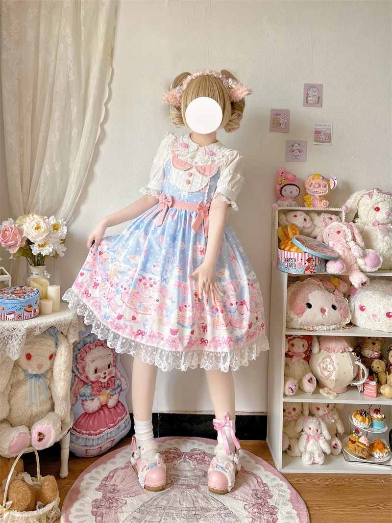 うさぎスイーツの宴のキャミソールワンピース ロリータワンピース
