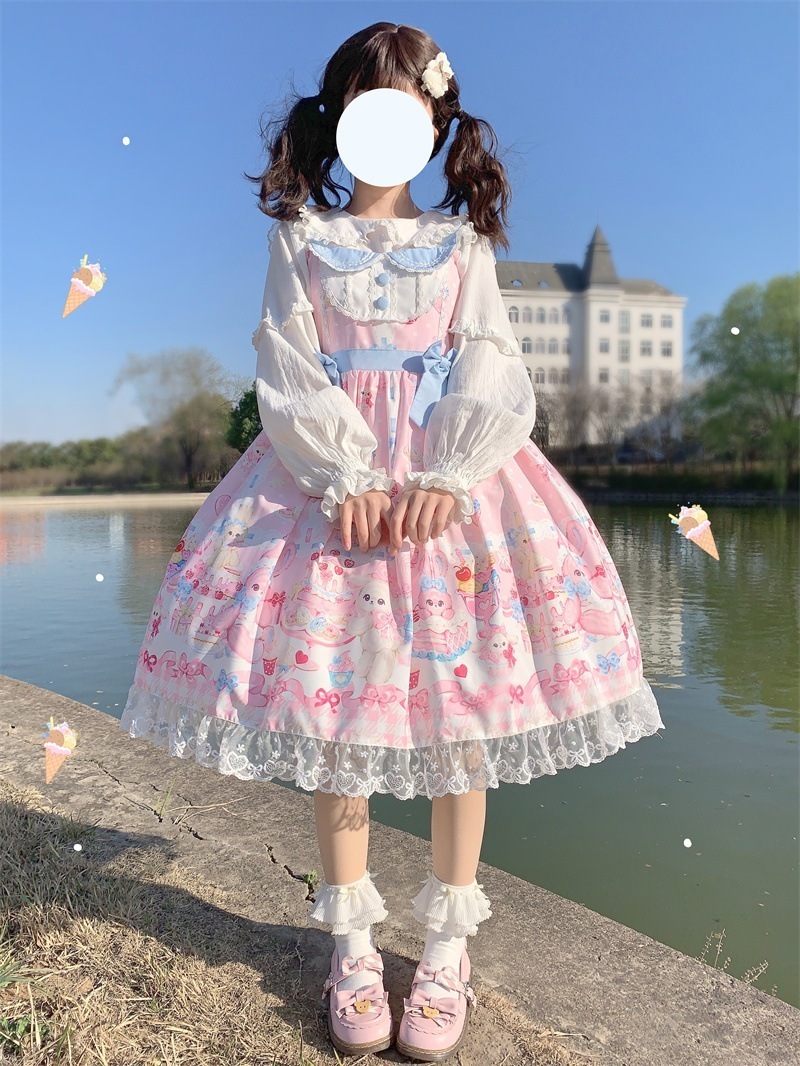 うさぎスイーツの宴のキャミソールワンピース ロリータワンピース