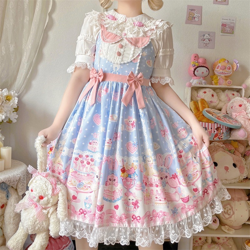 うさぎスイーツの宴のキャミソールワンピース ロリータワンピース