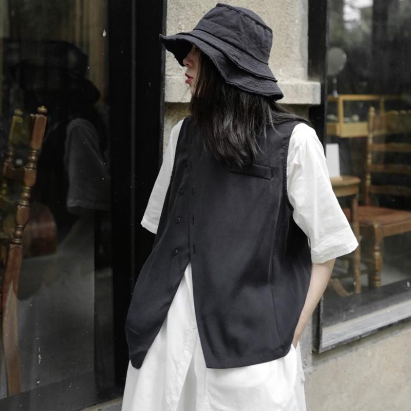 女性用ブラックベストノースリーブ大ルース春夏新作ファッションパーソナリティ女性ベストカジュアルベスト無地シンプルルーズレディースベスト 女性用ブラックベストノースリーブ大ルース春夏新作ファッションパーソナリティ女性ベストカジュアルベスト無地シンプルルーズレディースベスト