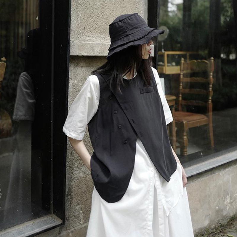 女性用ブラックベストノースリーブ大ルース春夏新作ファッションパーソナリティ女性ベストカジュアルベスト無地シンプルルーズレディースベスト 女性用ブラックベストノースリーブ大ルース春夏新作ファッションパーソナリティ女性ベストカジュアルベスト無地シンプルルーズレディースベスト