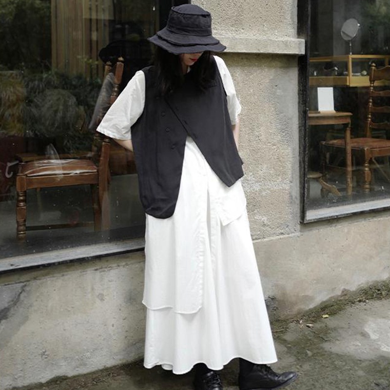 女性用ブラックベストノースリーブ大ルース春夏新作ファッションパーソナリティ女性ベストカジュアルベスト無地シンプルルーズレディースベスト 女性用ブラックベストノースリーブ大ルース春夏新作ファッションパーソナリティ女性ベストカジュアルベスト無地シンプルルーズレディースベスト