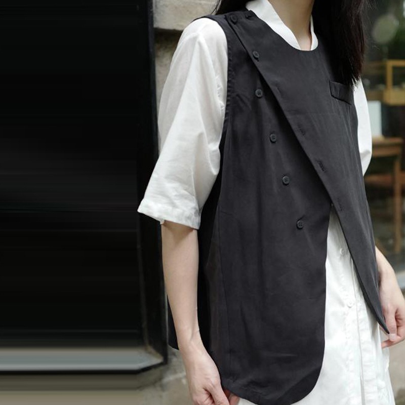 女性用ブラックベストノースリーブ大ルース春夏新作ファッションパーソナリティ女性ベストカジュアルベスト無地シンプルルーズレディースベスト 女性用ブラックベストノースリーブ大ルース春夏新作ファッションパーソナリティ女性ベストカジュアルベスト無地シンプルルーズレディースベスト